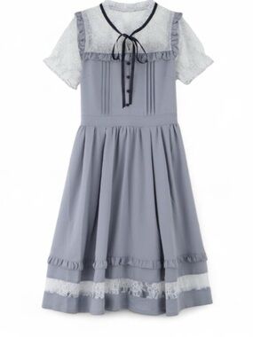 Axes Femme Poetique Lace Bustier Style Dress Size M Light Blue Gray